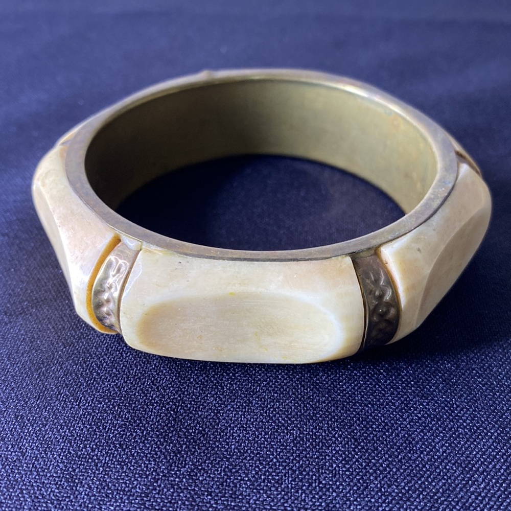 Vintage Bone Brass Bangle